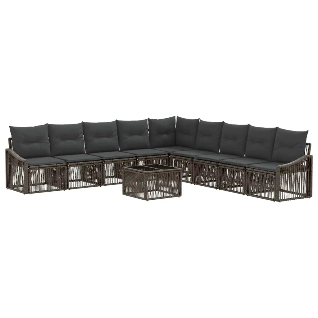 Set Divano da Giardino 10 pz Grigio polyrattan 3436031