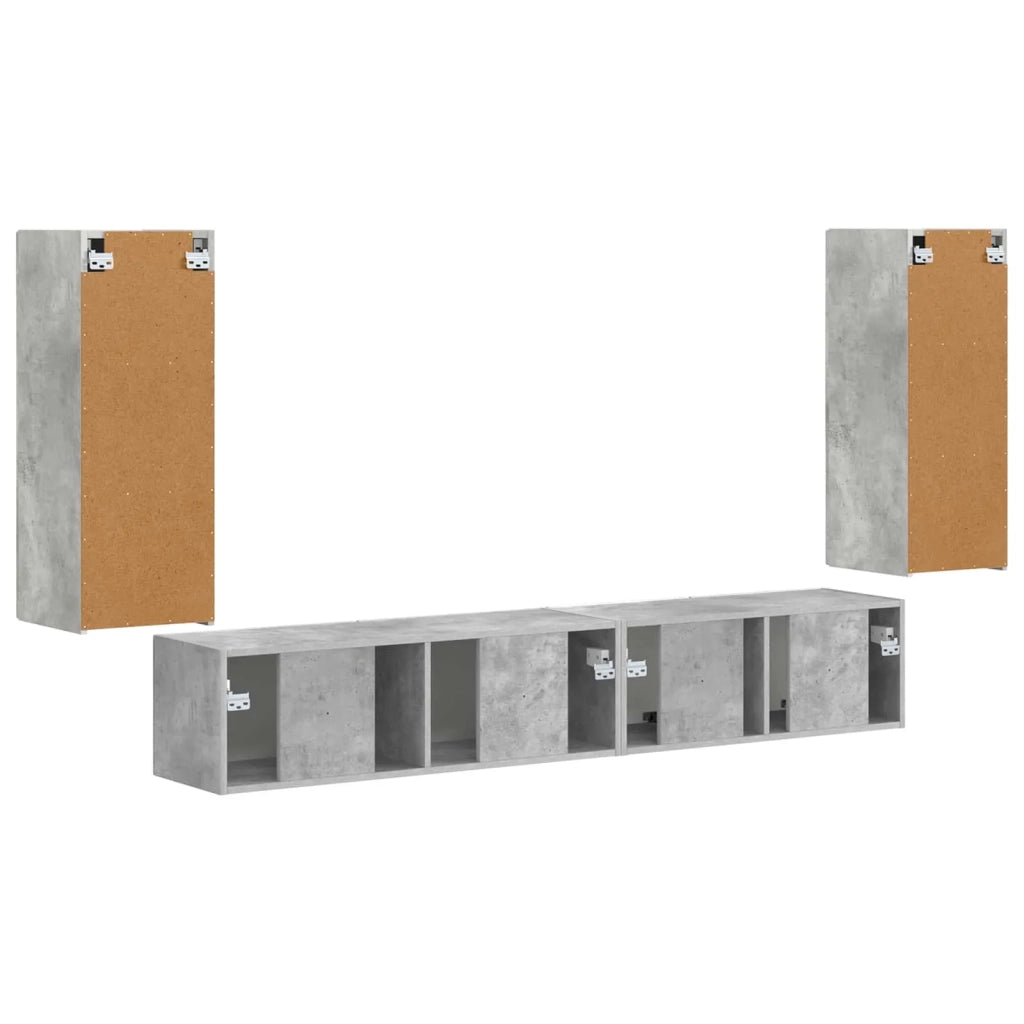 Set mobile TV 4 pcs Grigio cemento Legno multistrato 3409162