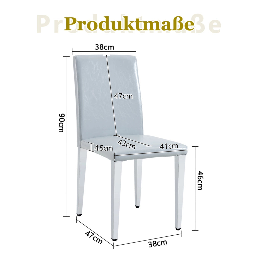 SEDIA da pranzo moderna 90 cm grigio chiaro e argento Set da 2 pezzi