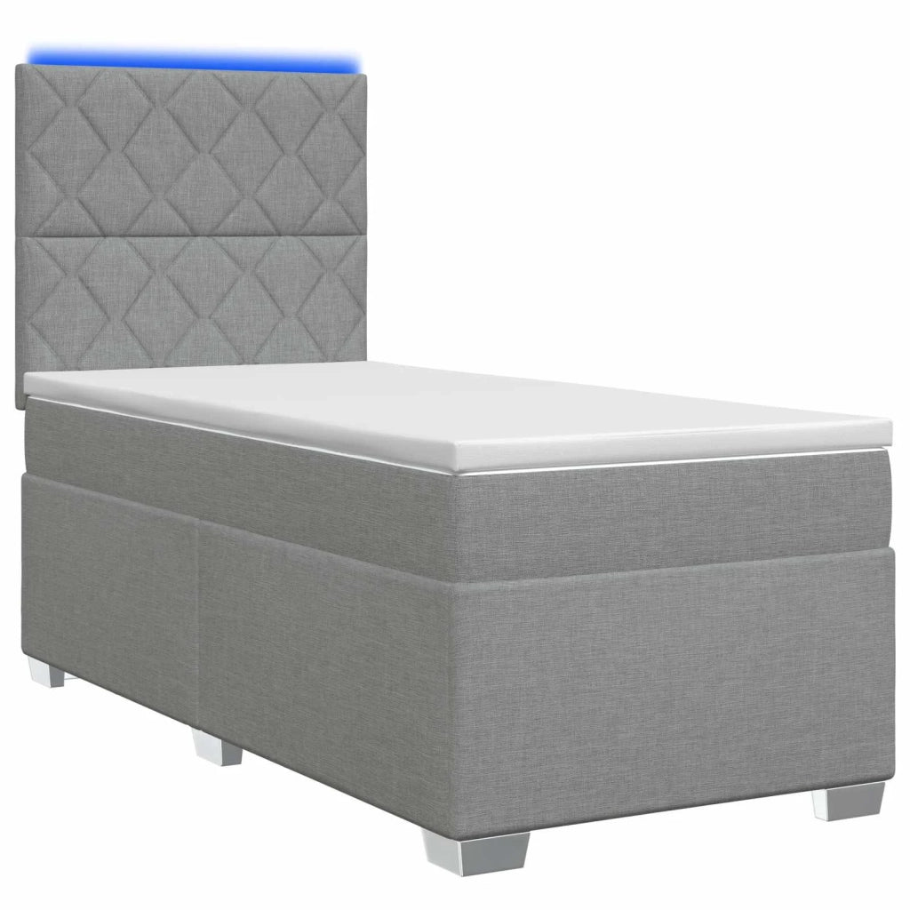 Letto con Box Spring, Materasso e LED Grigio Chiaro 90 x 190 cm 3454968
