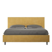 Letto matrimoniale senza rete imbottito 160x200 microfibra ocra Adele