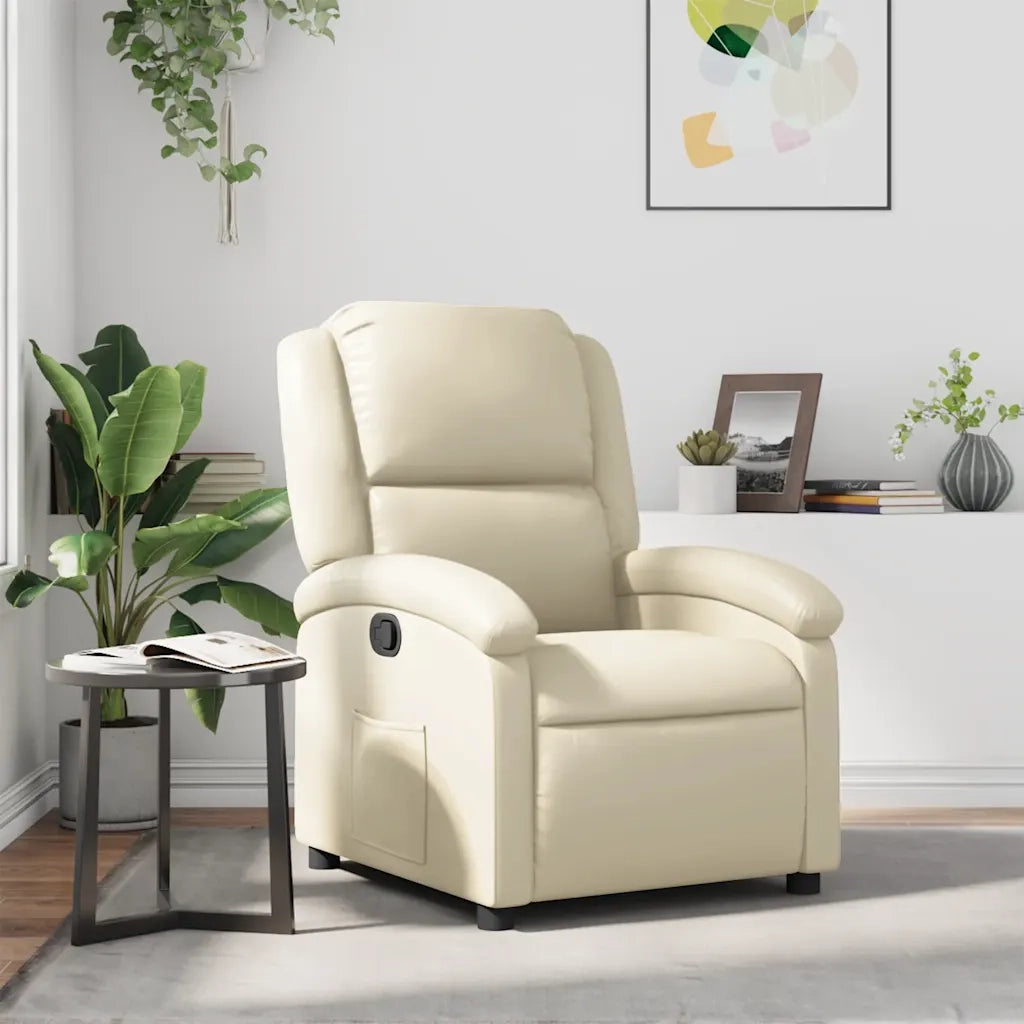 Poltrona | Sedia Relax Reclinabile Crema in Similpelle
