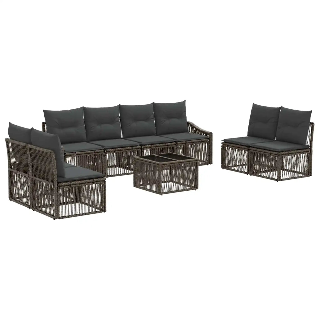 Set Divano da Giardino 9 pz Grigio polyrattan 3435983