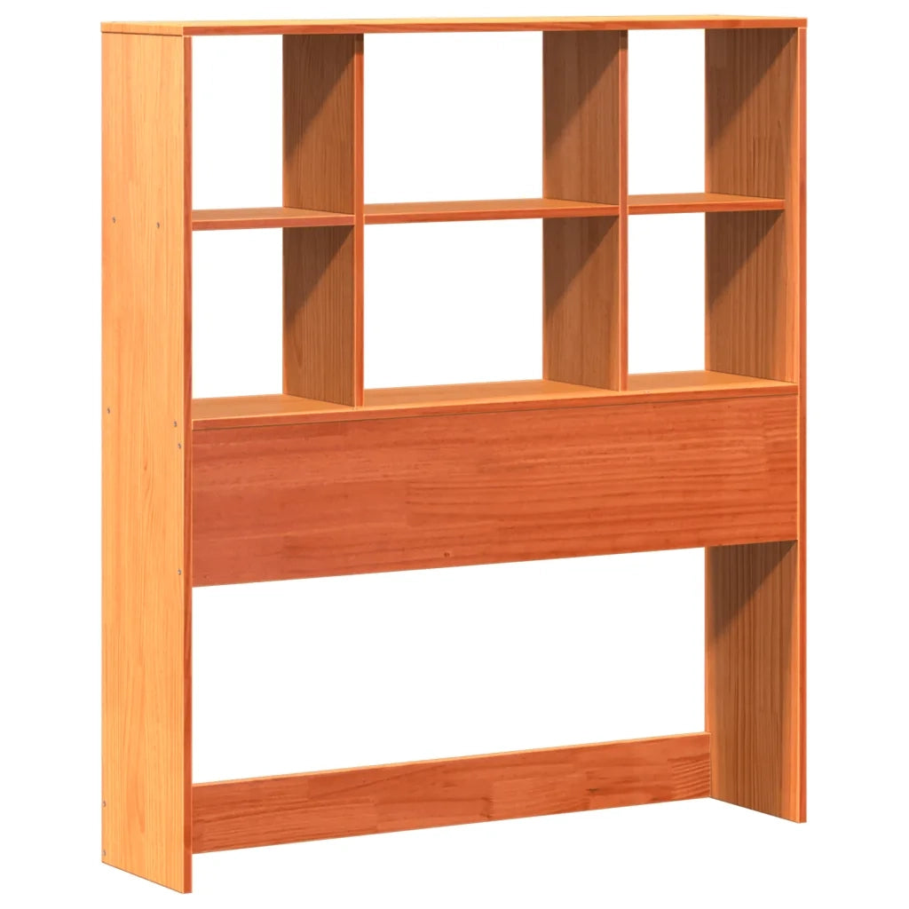 Letto Libreria senza Materasso-Struttura Letto con contenitore Marrone Cera 100x200 cm in Pino 994216
