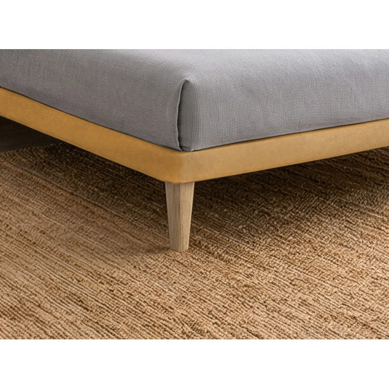 Letto imbottito Matrimoniale 180x200 cm Vertical - Con rete,Microfibra,Ocra