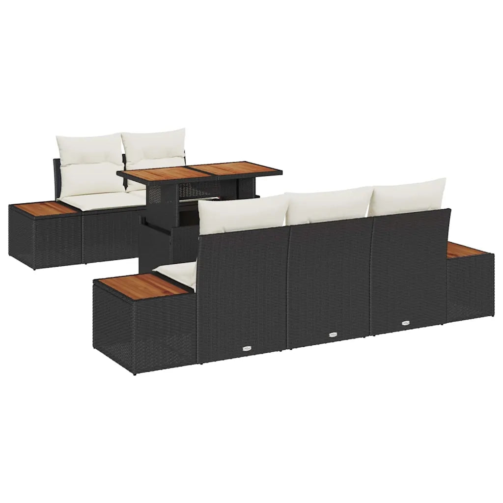 Set Divano da Giardino con archiviazione 6 pcs Nero Poly Rattan 3358761