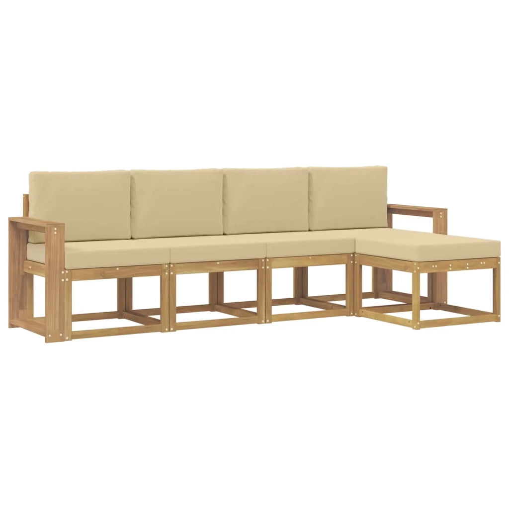 Set di divani da esterno 5 pz Bianco e Beige 3387497