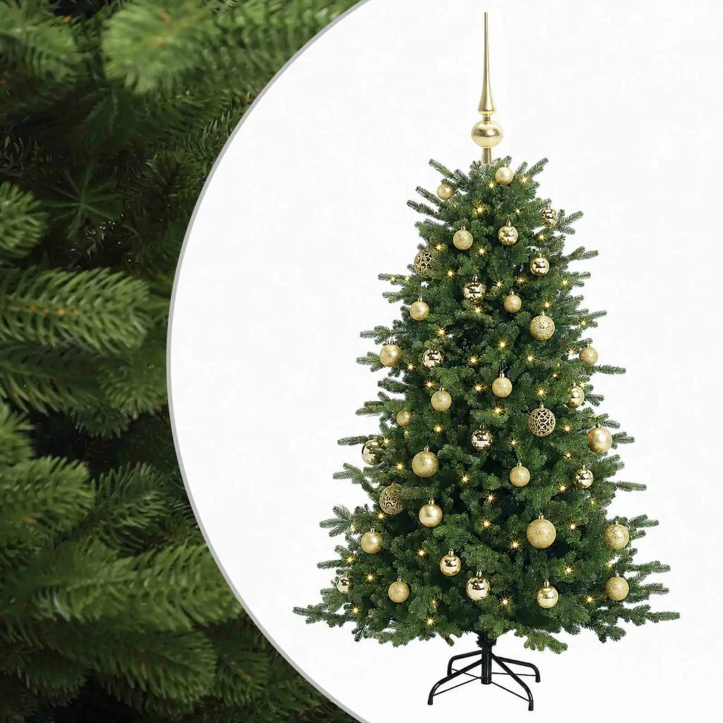 Albero di Natale artificiale con palline 120 cm 150 LED 3465693