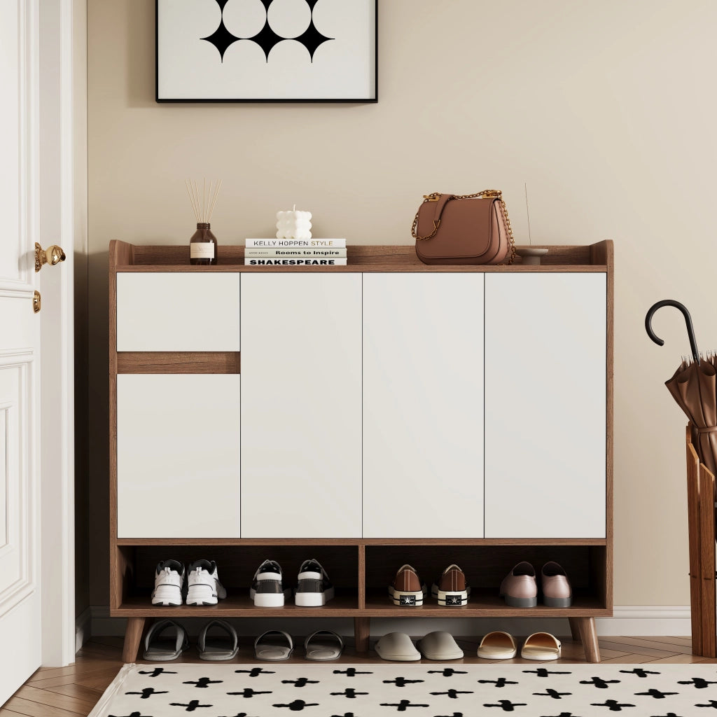 Credenza con 4 ante e cassetto ripiano regolabile in pannello truciolare bianco naturale 120 × 35 × 99 cm