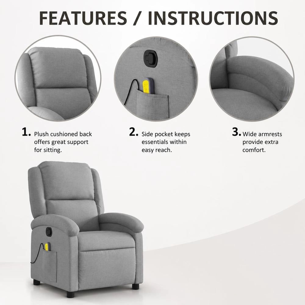 Massage Chair, Light Grey Fabric