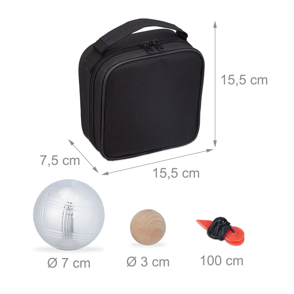Set di quattro classiche bocce da petanque per giardino esterno 7,5 cm in acciaio argentato 13_0011977