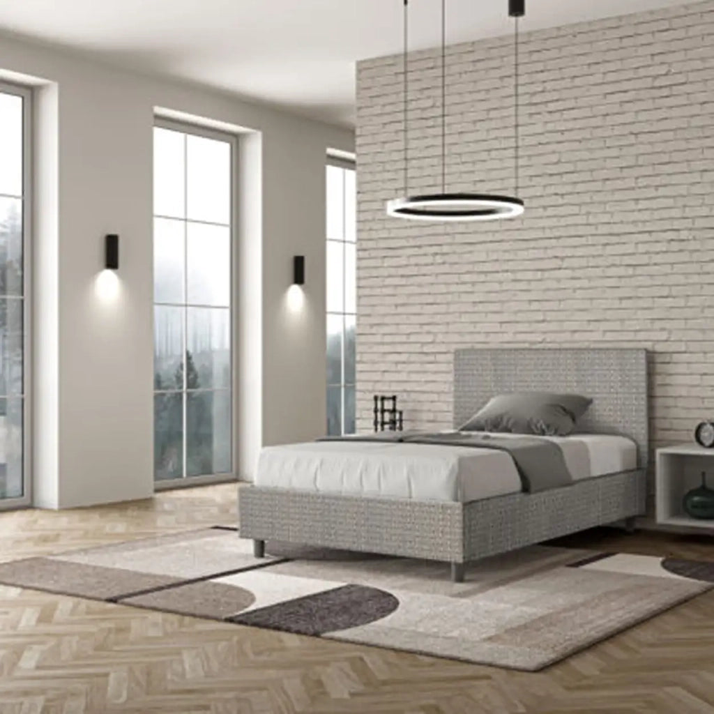 Letto una piazza e mezza senza rete imbottito 120x190 tessuto Labirinto 2 grigio Adele