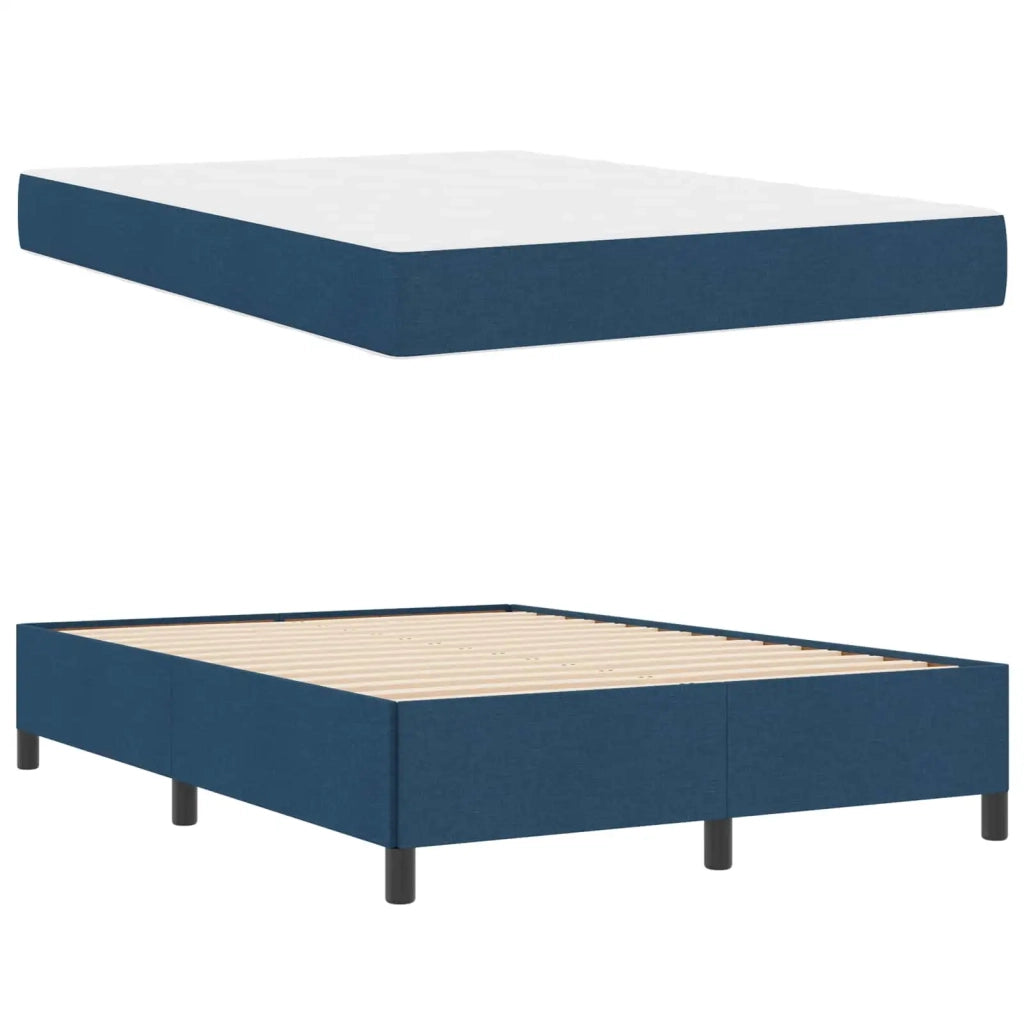 Letto a molle Blu 160 x 200 cm Tessuto