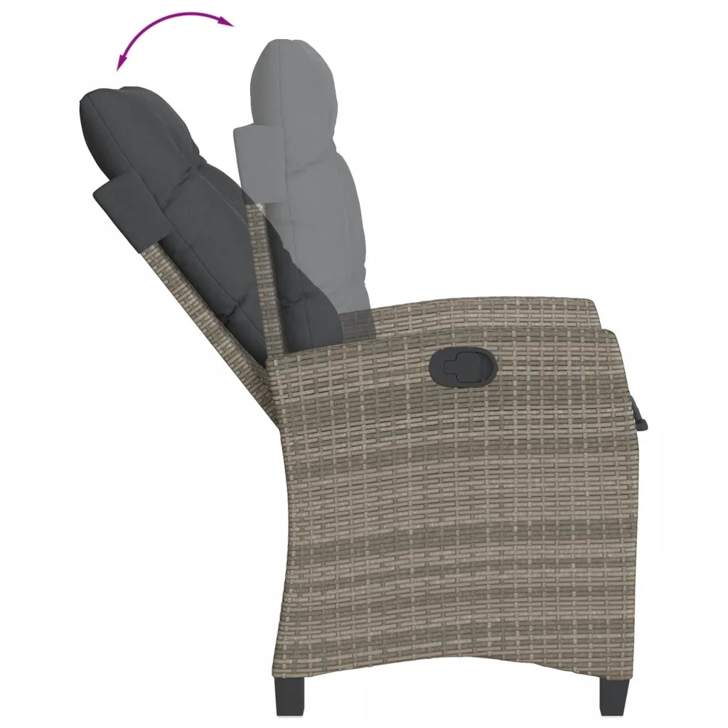 Set da Bistr¨° 3 pz | Set Salotto da Giardino con Cuscini Grigio in Polyrattan