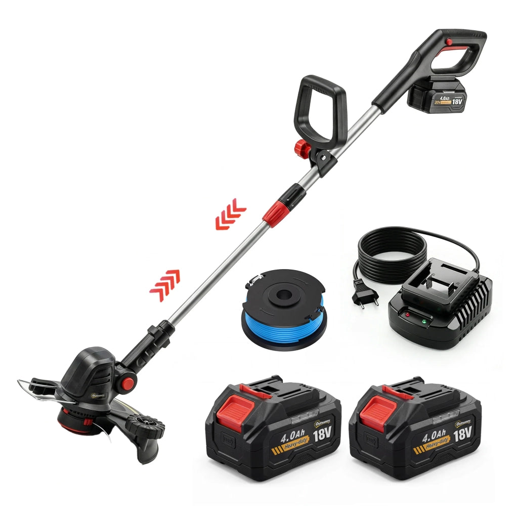 Tagliabordi cordless per giardino 124 x 32 x 19 cm autonomia 90 min testa orientabile moderno pulito in alluminio argento 21_0005675