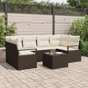 Set di divani con cuscino 7 pcs Marrone e Crema polyrattan 3346278