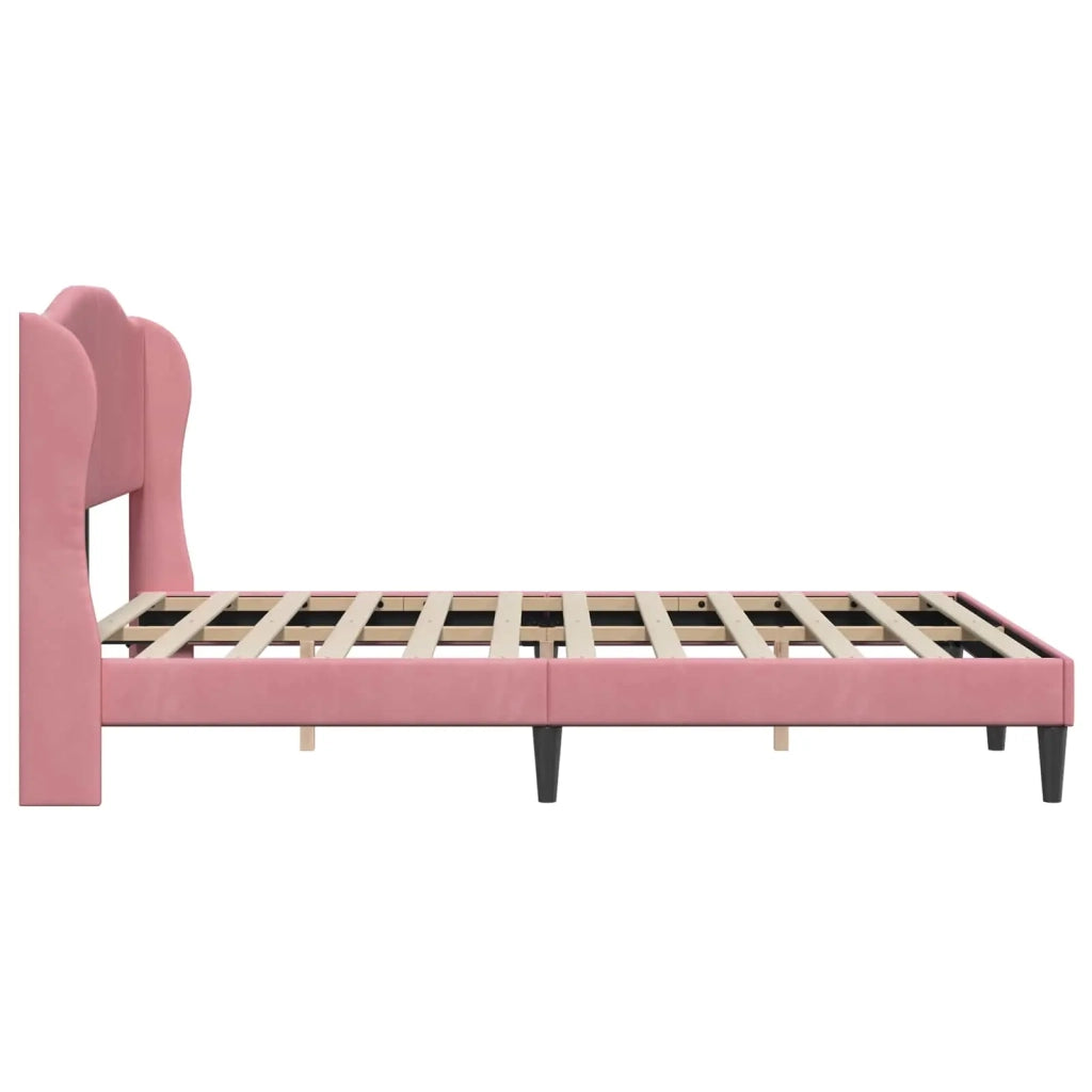 Letto matrimoniale | Letto per adulti | Struttura del letto con testiera Rosa 140 x 200 cm Velluto