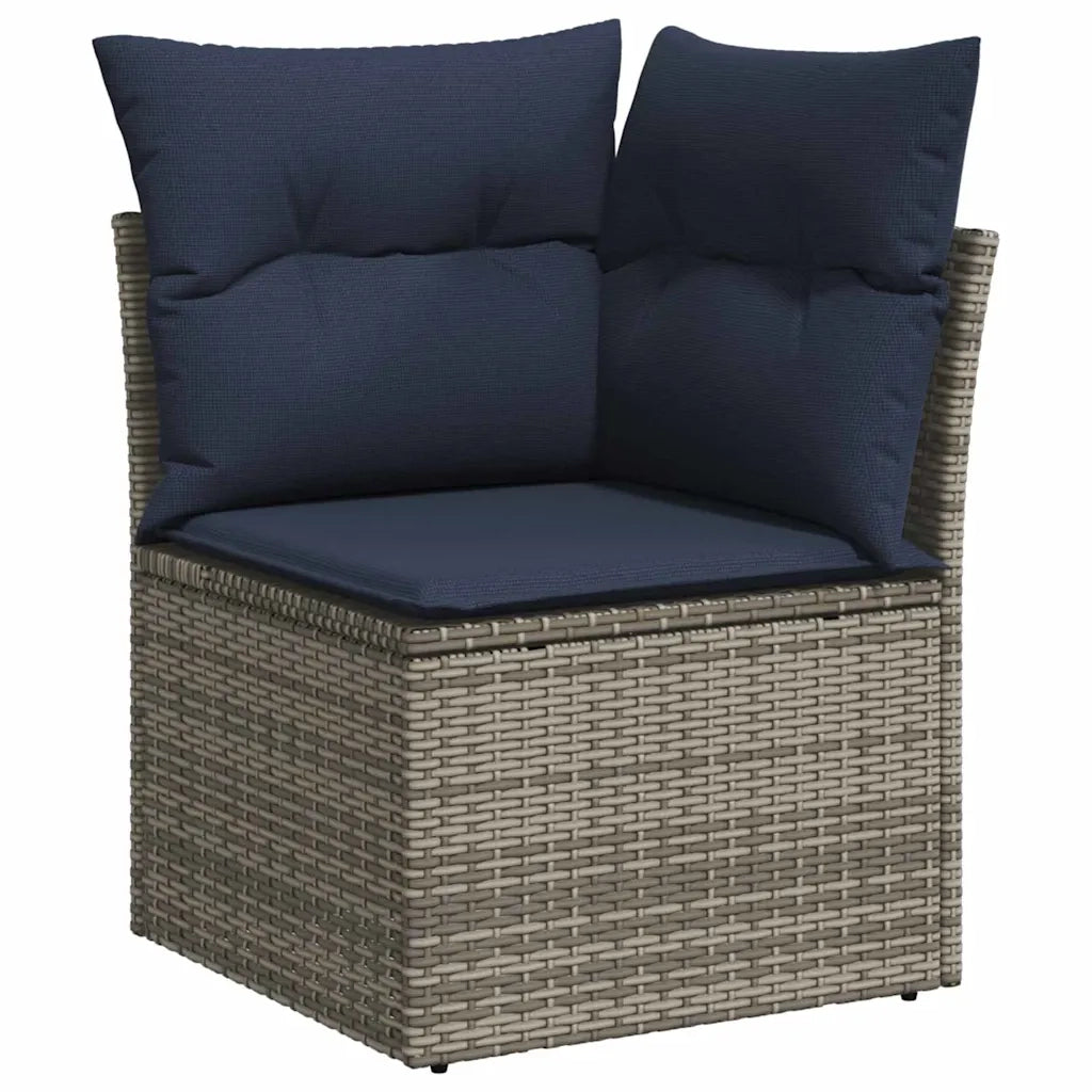 Set Divano da Giardino 5 pcs Grigio e Blu Navy polyrattan 3348821
