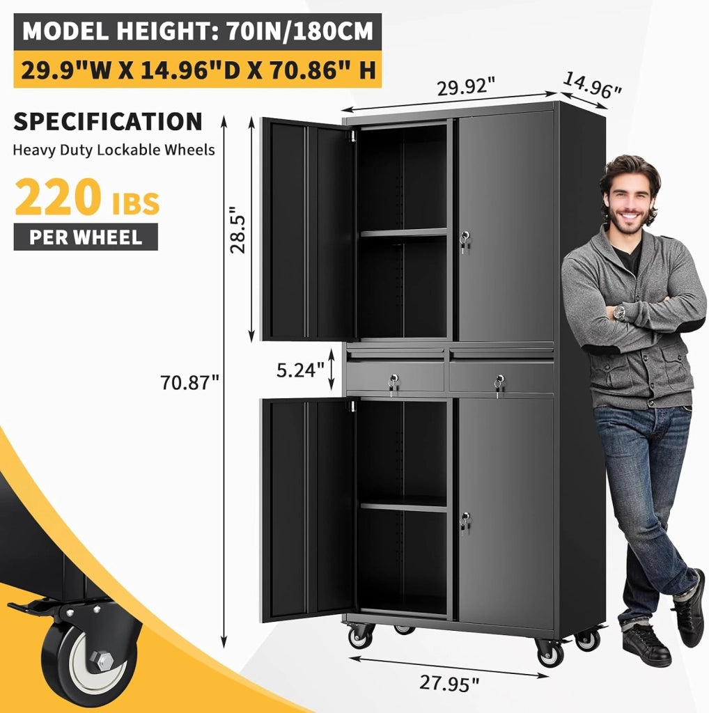 Mobiletto da ingresso in metallo con ruote - Nero