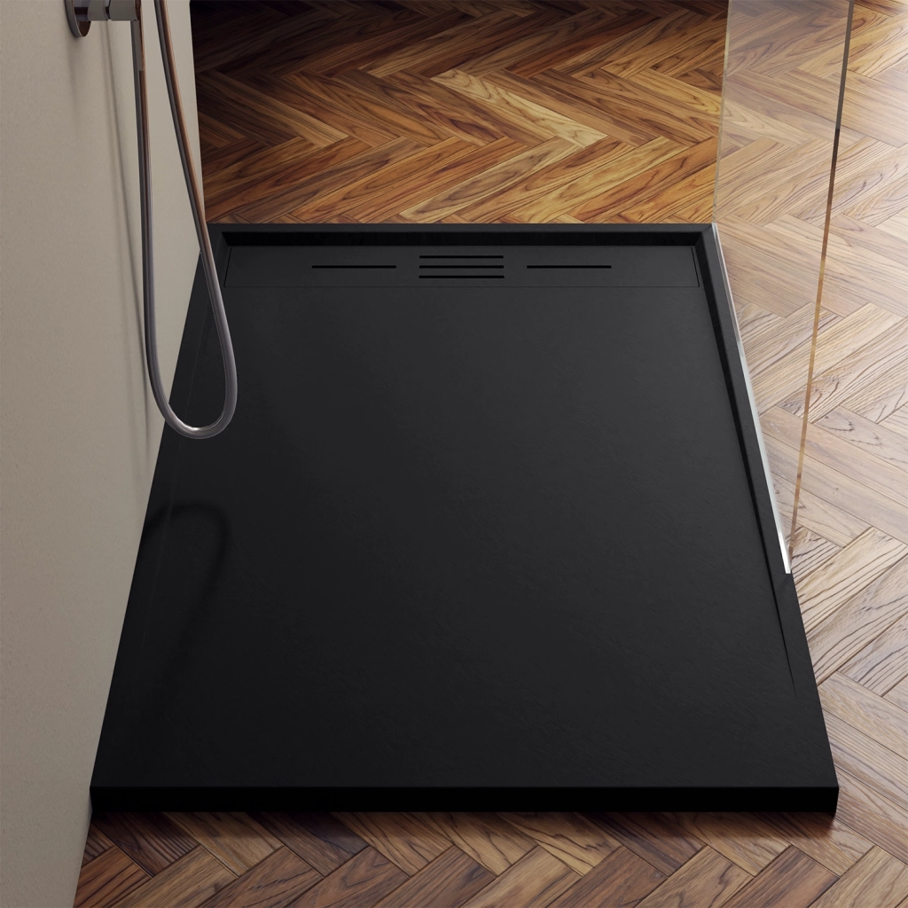 Piatto doccia 70x140 effetto pietra colore nero | Spanios