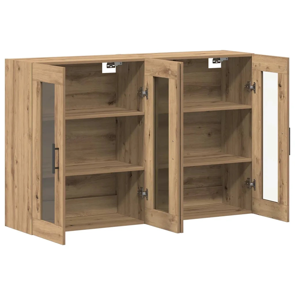 Armadi da Muro 2 pz Rovere Artisan e Nero 69,5 x 34 x 90 cm 3394567