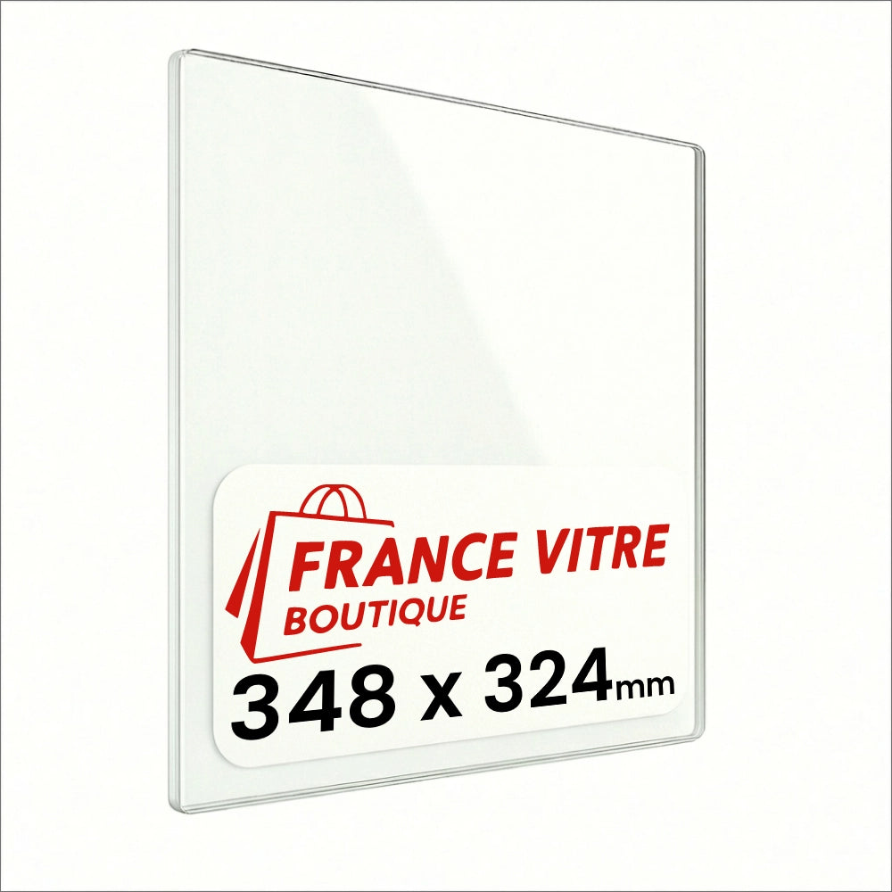 348 x 324 x 4 mm - Vetro per stufa a legna - vetro camino di ricambio - vetro per caminetto resistente al fuoco - France Vitre