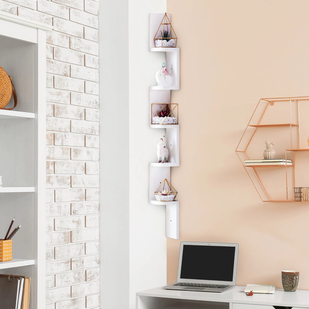 Scaffale angolare a parete 5 ripiani zigzag ¨C Xylo ¨C legno bianco 120cm