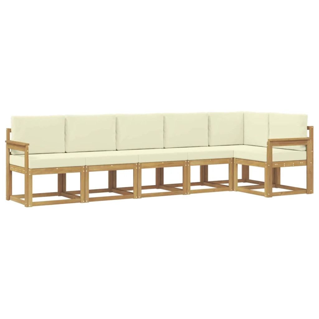 Set di divani da esterno 6 pz Bianco e Crema Poliestere 3387689