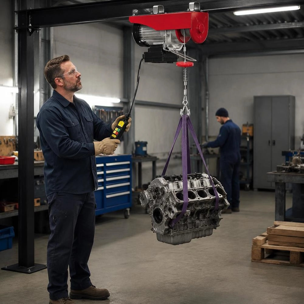 Electric Winch 300kg To 600kg Lifting Height 12m Cable Pull Motor Winch 1150W Motor Block And Tackle 10m/min Lifting Speed Hoist With Wireless Remote Control Cable Hoist Chain Hoist