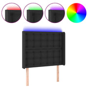 Testiera | Testata a LED nero 93x16x118/128 cm in Similpelle
