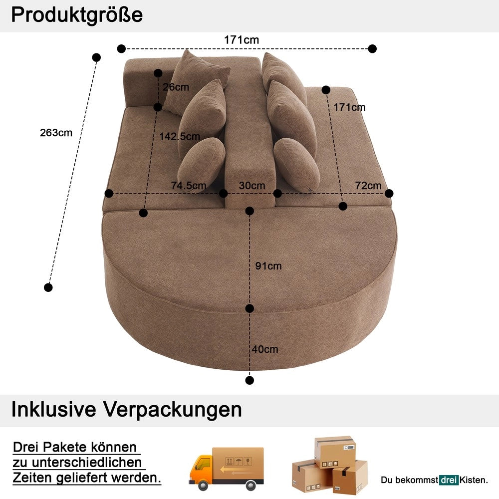 Divano Imbottito Moderne ¨C Minimal ¨C Tessuto Chenille, Senza Montaggio