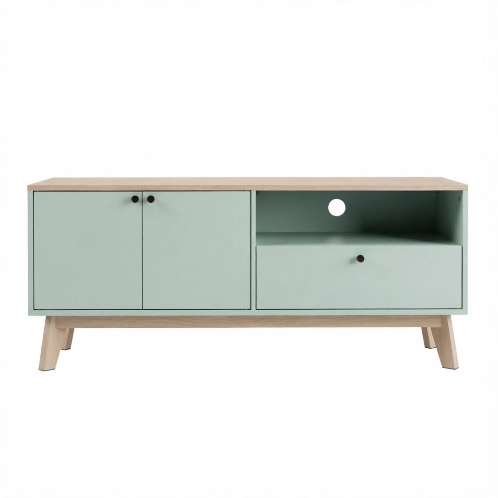 Mobile porta TV 120 cm verde chiaro e rovere