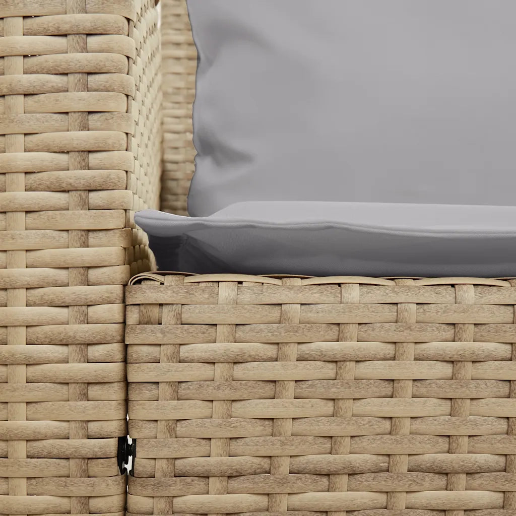 Divano da Giardino con Cuscini in Polyrattan Beige