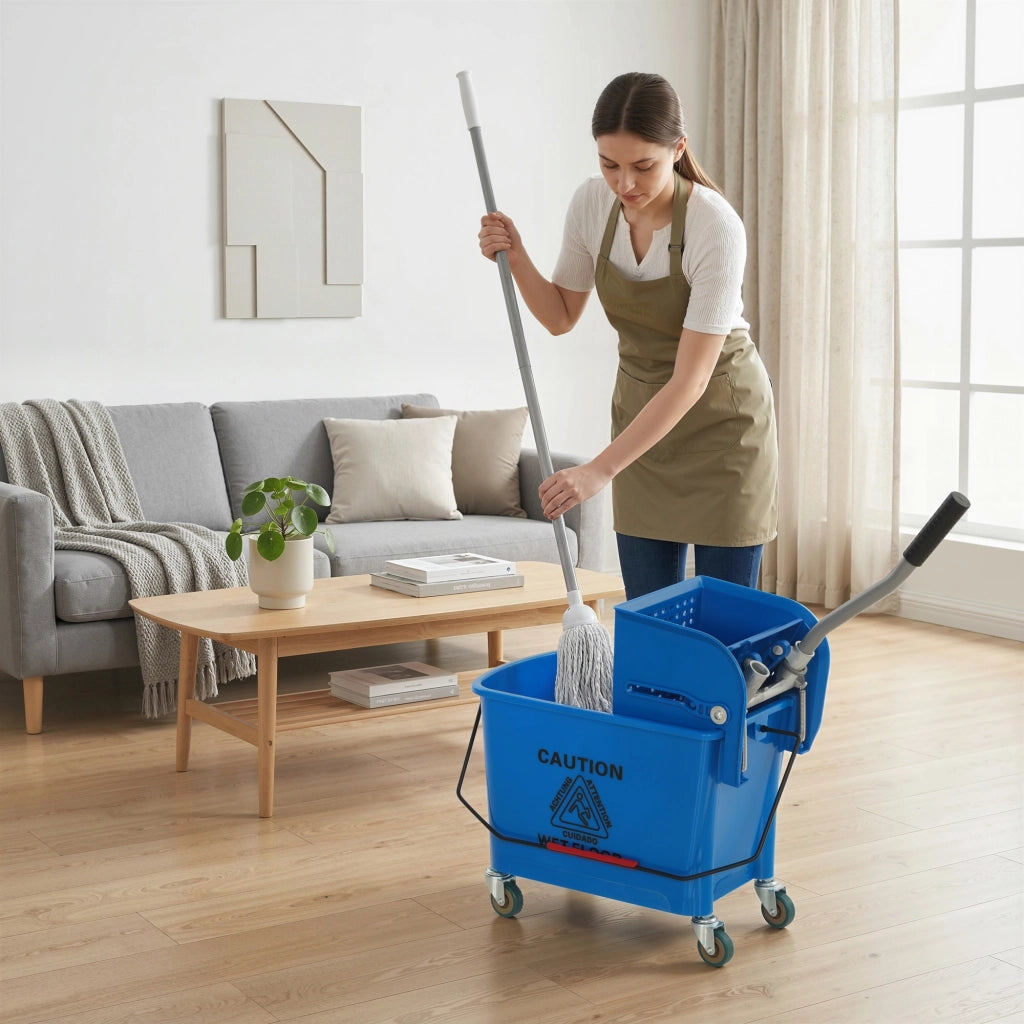 Secchio per Pulizie con Strizzatore e Separatore ¨C Xylo ¨C 20L Blu con Ruote 45x26,5x70cm