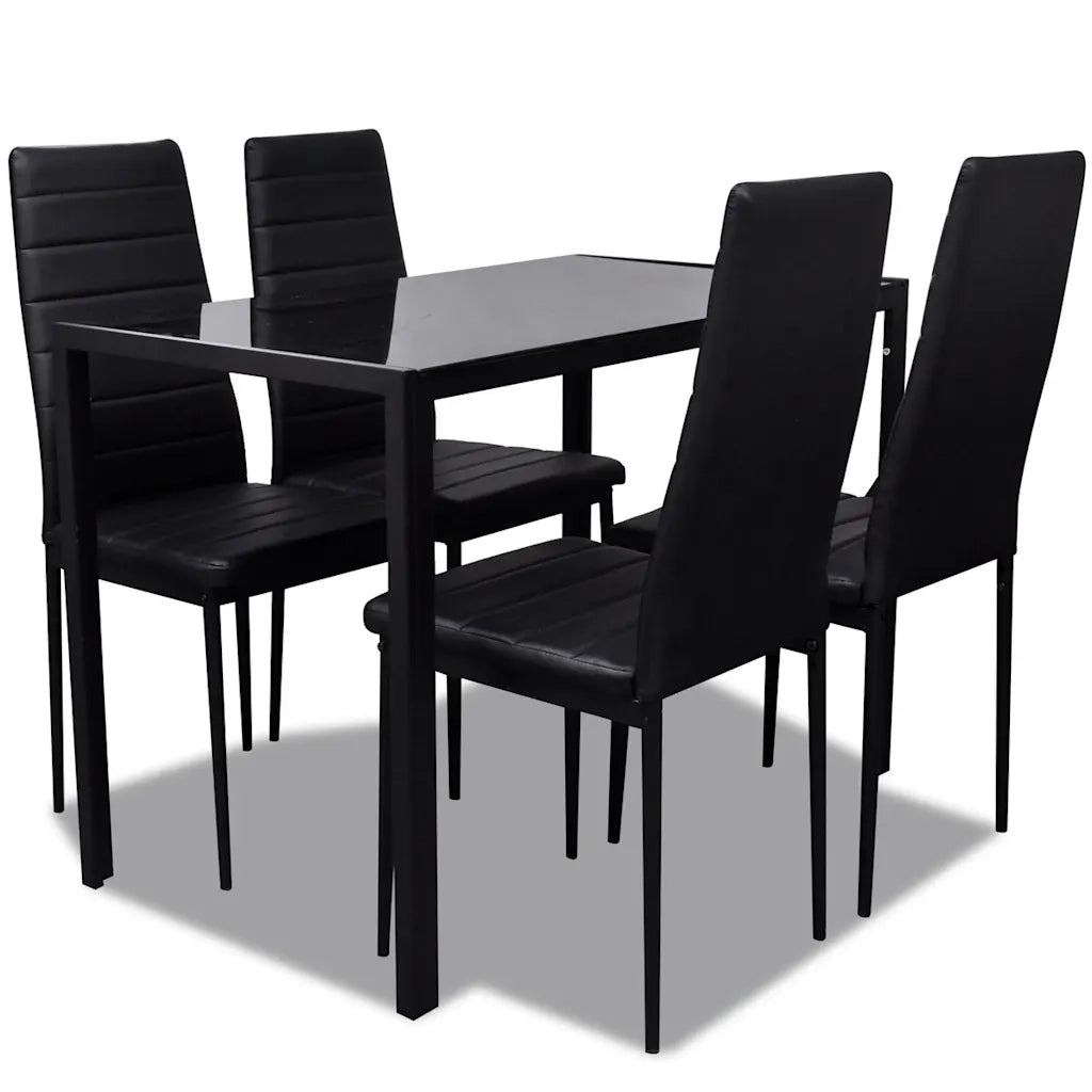 Set da Pranzo 5 pz in Pelle Artificiale Nero 275412