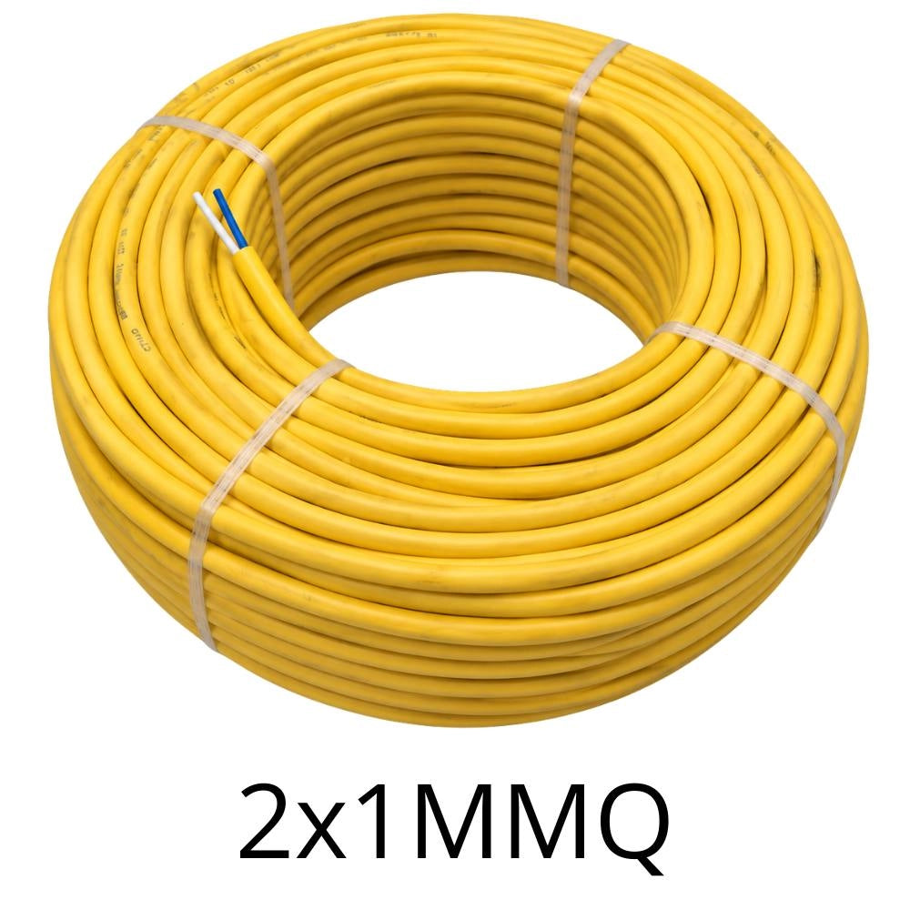 Cavo twistato 2x1 mm² per videocitofonia audio video giallo flessibile pvc resistente *** lunghezza metri 25, confez...