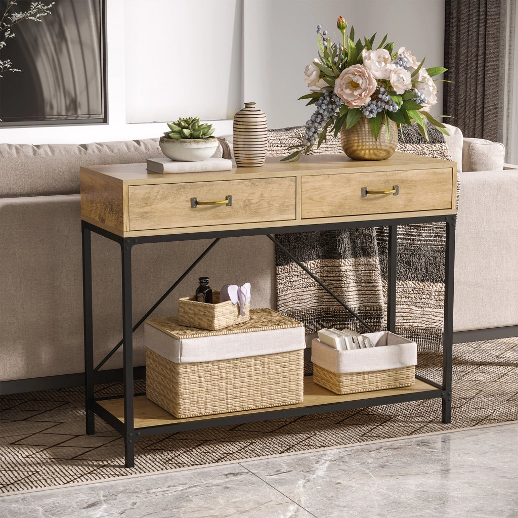 Consolle con cassetti ¨C zephmum ¨C 100x35x76 cm effetto legno