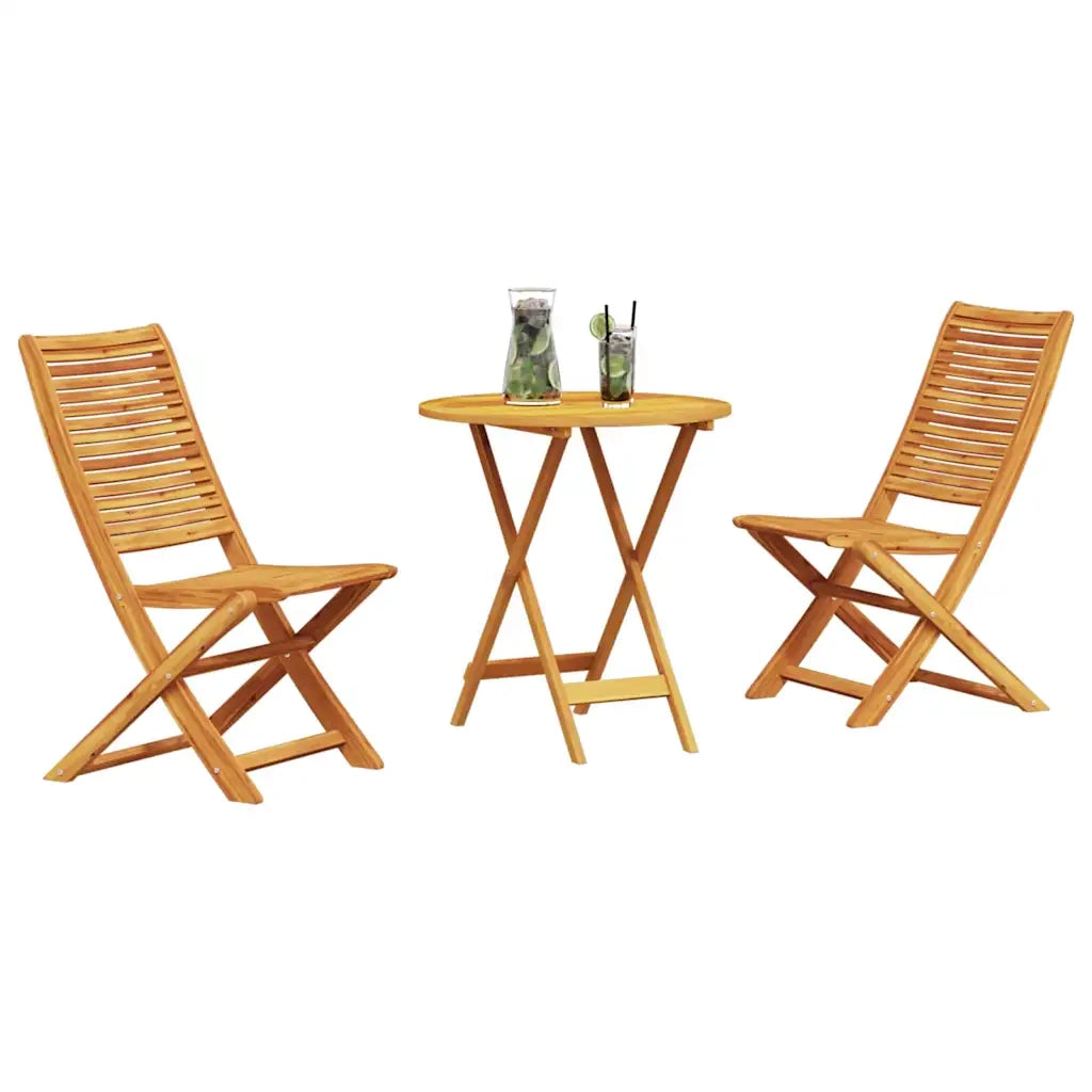 Set Bistro Pieghevole 3 pcs Marrone Legno di Acacia Massello