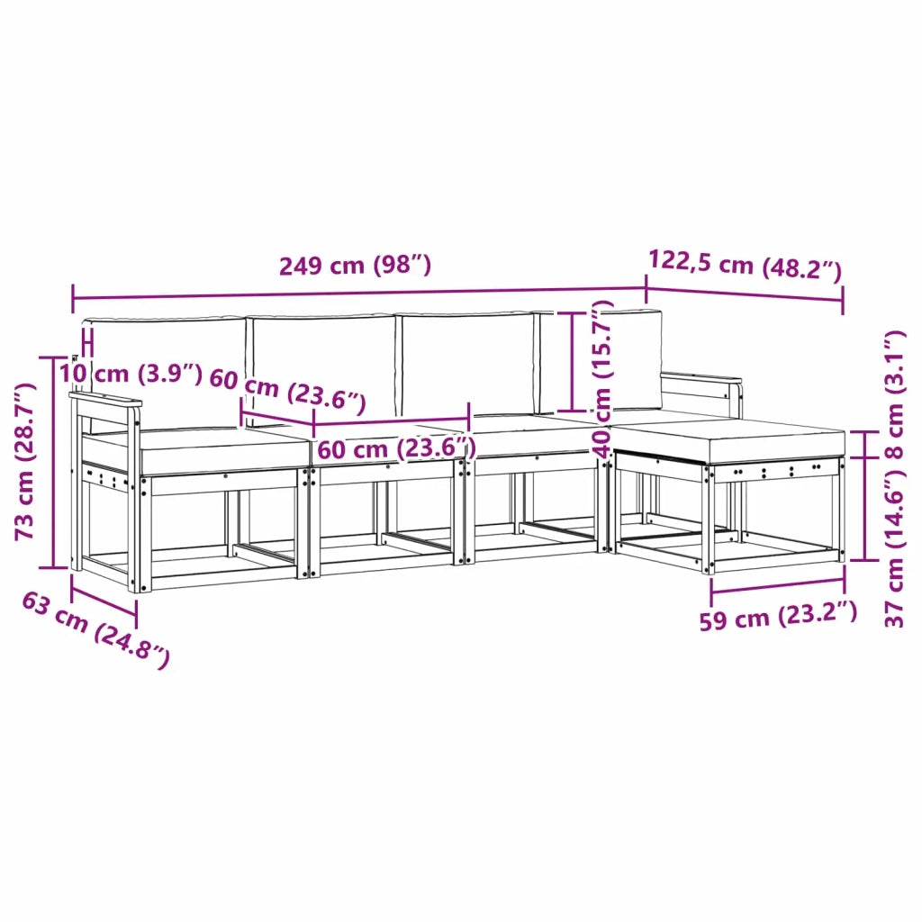 Set di divani da esterno 5 pz Bianco e Beige 3387482