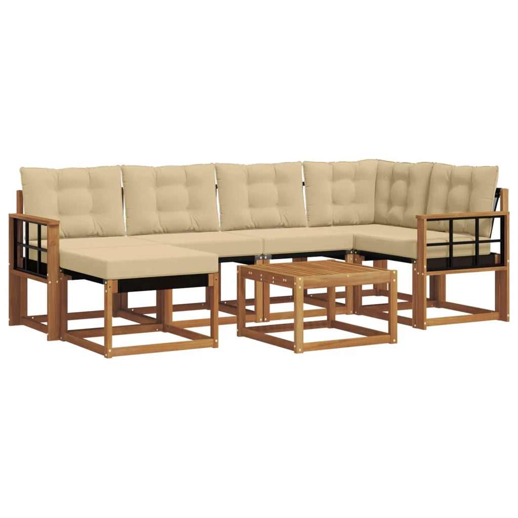 Set di divani da esterno con cuscino 7 pcs Naturale e Beige 3368864