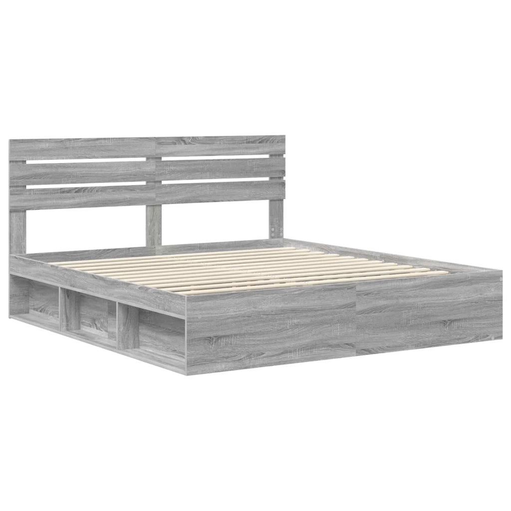 Letto matrimoniale | Letto per adulti | Struttura del letto Grigio Sonoma 200 x 200 cm Pino massello