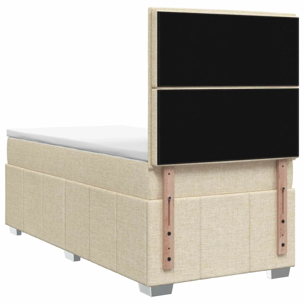 Letto Box Spring LED con Materasso Crema 90 x 200 cm Tessuto 3455526