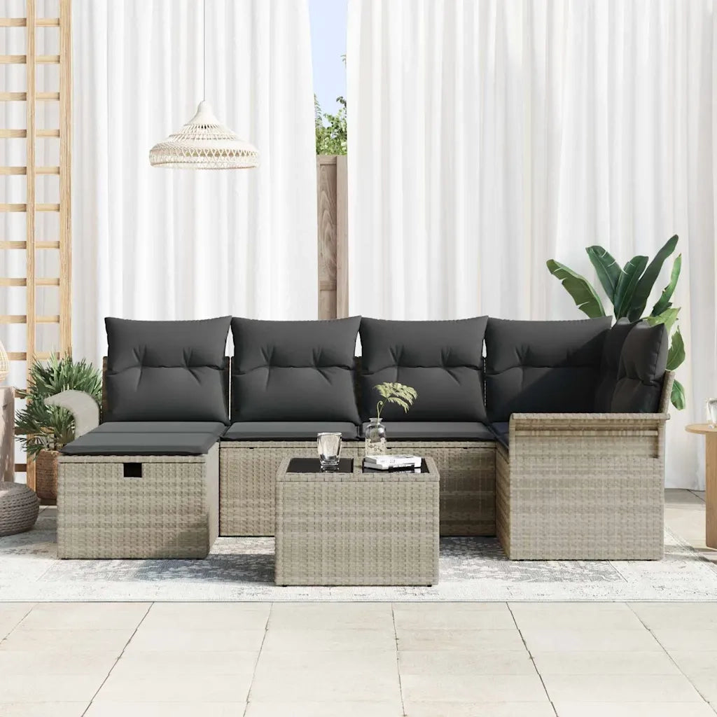 Set Divano da Giardino con cuscino 7 pcs Poly Rattan 3360223