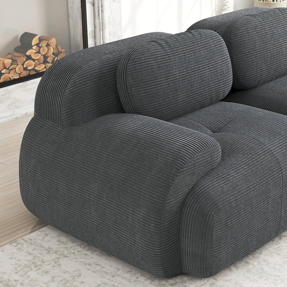 Divano angolare ¨C Minimal ¨C velluto grigio con cuscini
