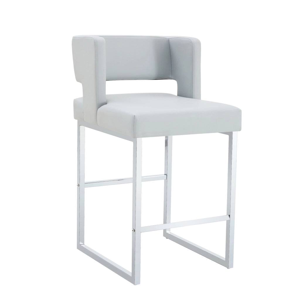 2 Set di sedie Nordic Windbar grigio chiaro - Zephmum- Design quadrato moderno, gambe in metallo argentato, comodo e leggero