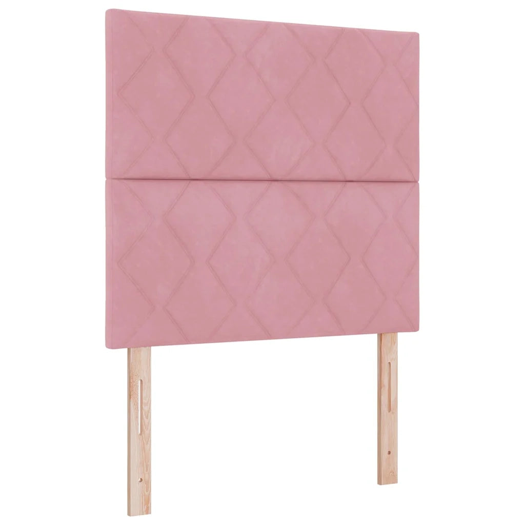 Letto a molle con materasso con led Rosa 100 x 200 cm Velluto