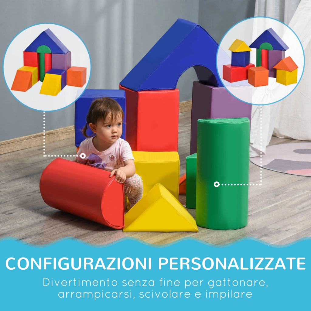 Set costruzioni morbide bambini 1-3 anni 11 forme ¨C zephmum ¨C PU EPE colori vari
