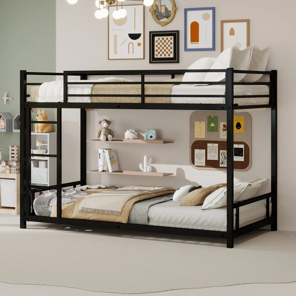 Letto a castello con due letti singoli ferro nero 98x197 cm