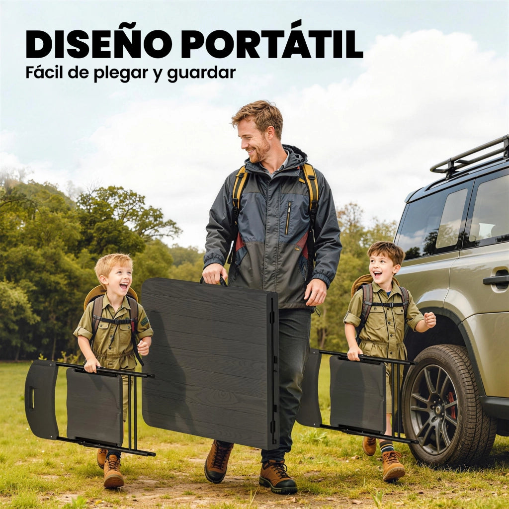 Set da Giardino Pieghevole 5 Pezzi con Tavolo e Sedie ¨C Minimal ¨C Grigio e Nero 70x70x70
