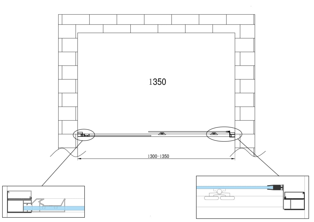 Porta doccia vetro 6 mm per installazione in nicchia Altezza 190 cm installazione reversibile cm 130-135